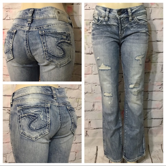 Silver Jeans Denim - Silver Jeans Suki Mid Slim Boot Destroyed 28 X 32